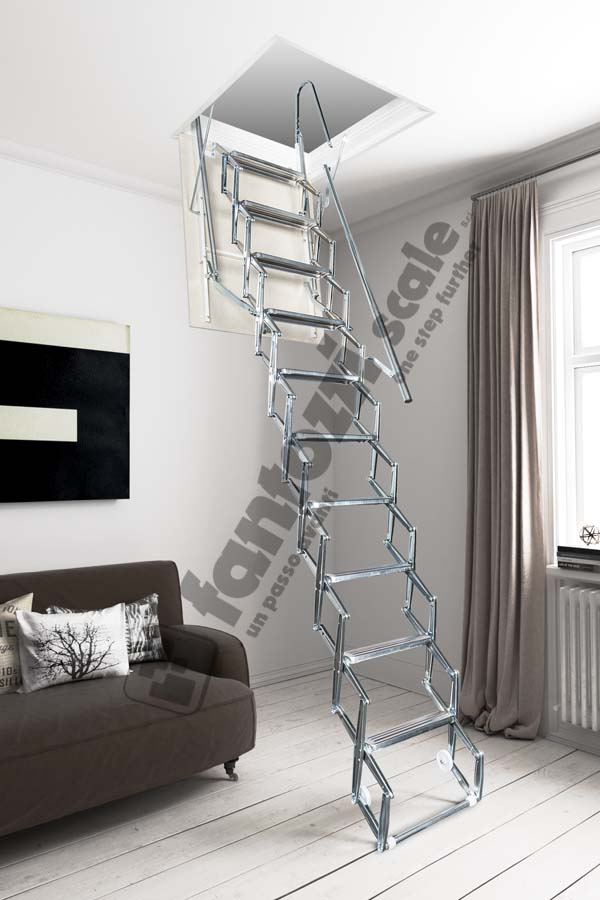 Escalier escamotable avec trappe verticale pour mur – 276 à 300 cm